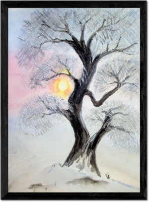 Moonlit Tree in Snow