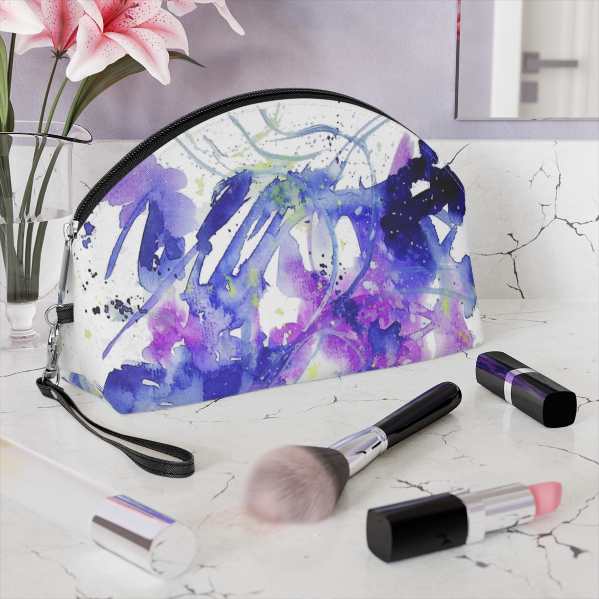 Blue Abstract Makeup Bag - Image 7