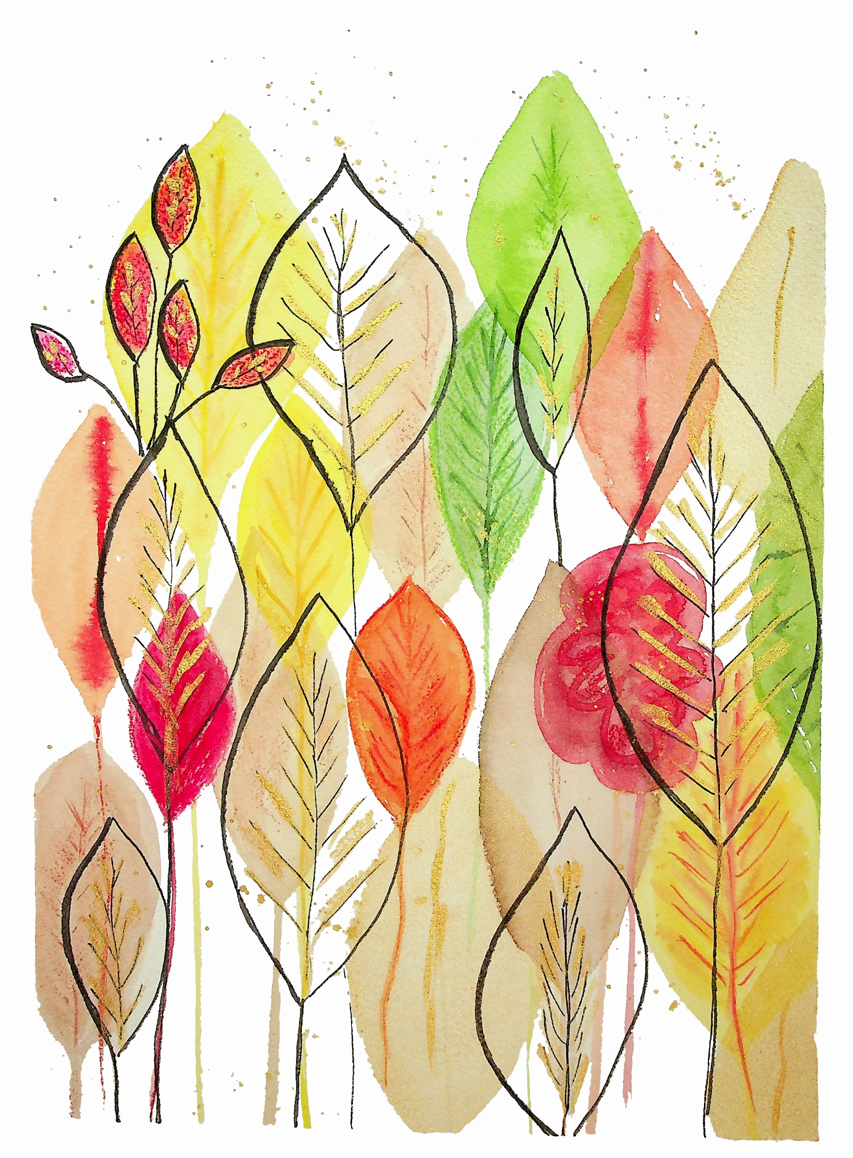 Autumn Leaves Mid Century Modern Style - Image 2