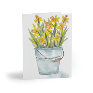 Daffodils Growing in a Pail - Greeting Cards