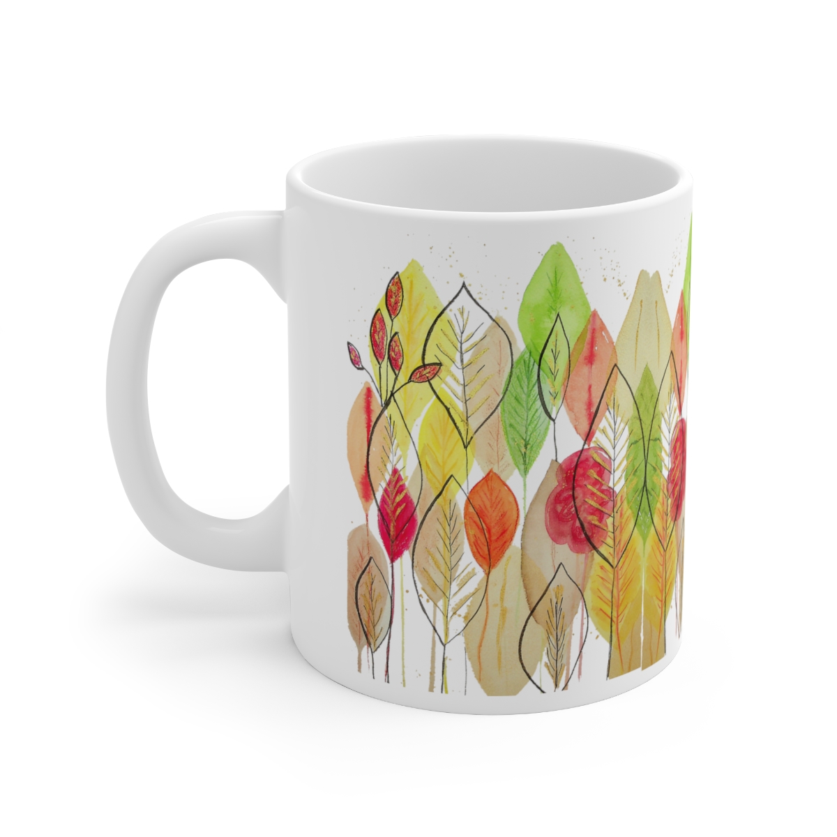 Autumn Leaves Mid Century Modern Style 11oz Mug - Image 2