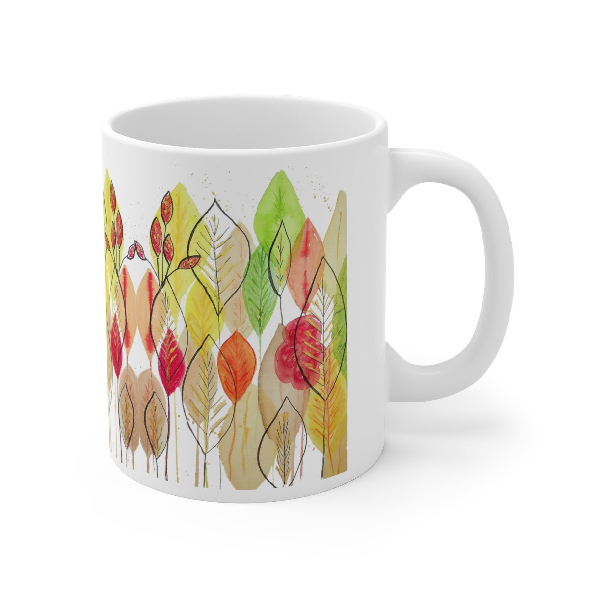Autumn Leaves Mid Century Modern Style 11oz Mug - Image 3
