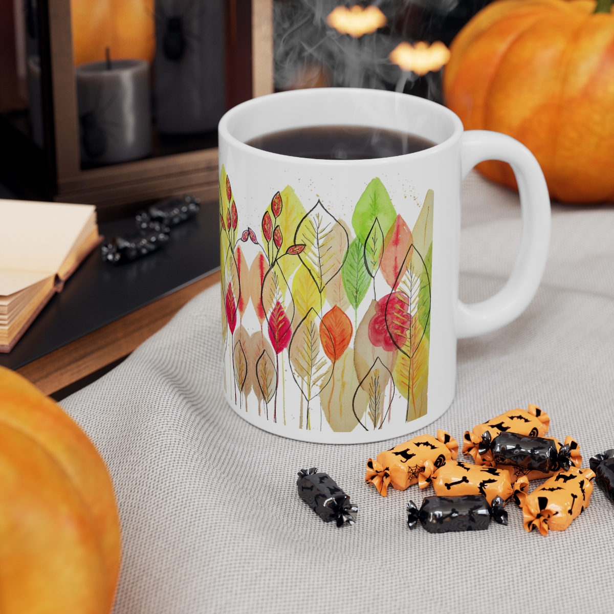 Autumn Leaves Mid Century Modern Style 11oz Mug - Image 5