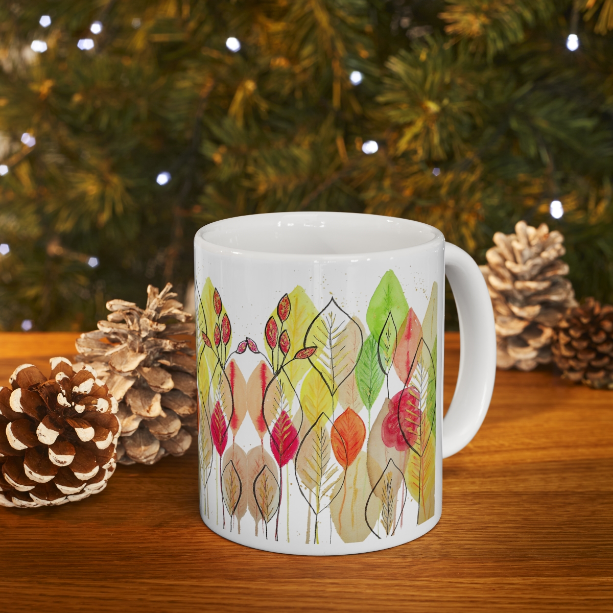 Autumn Leaves Mid Century Modern Style 11oz Mug - Image 6