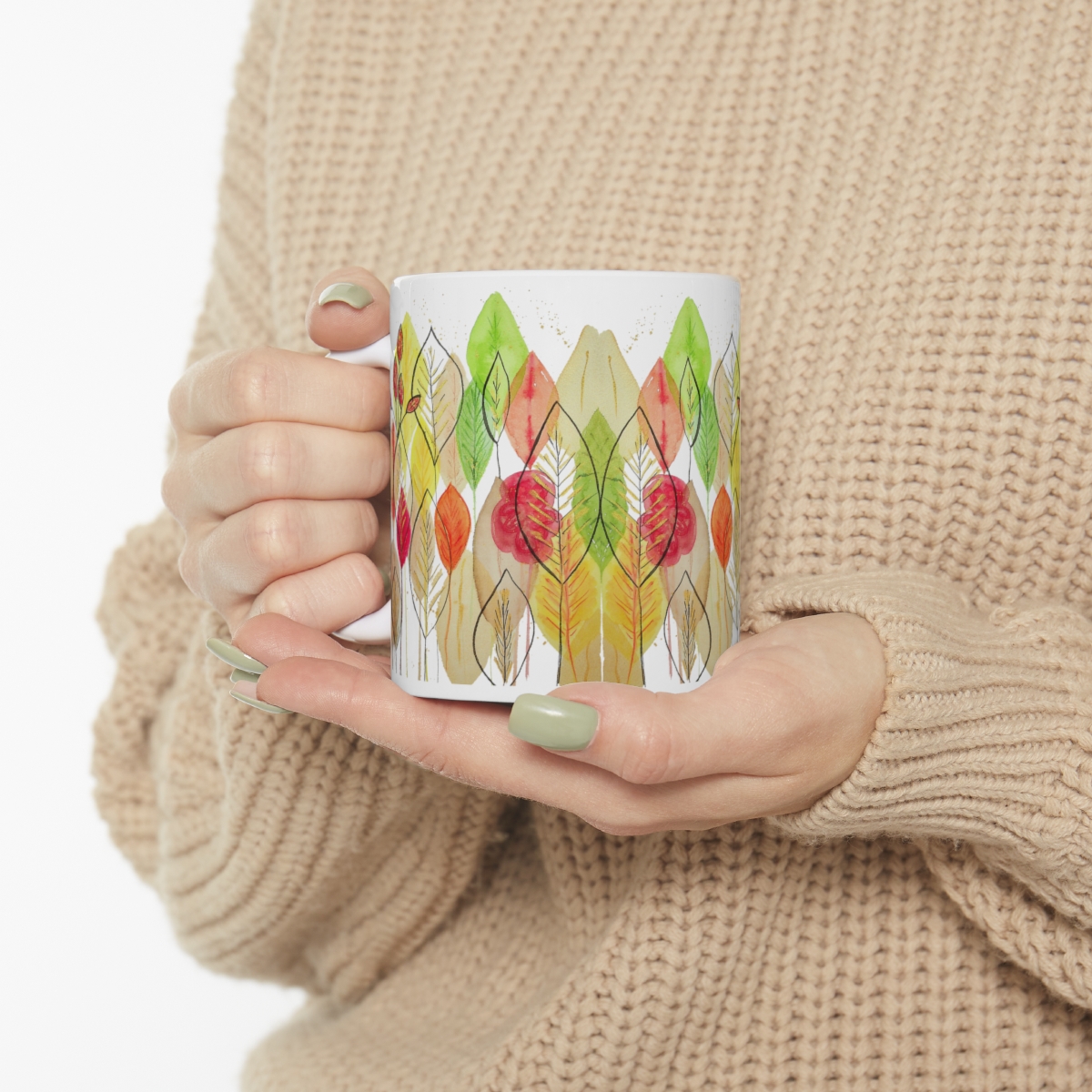 Autumn Leaves Mid Century Modern Style 11oz Mug - Image 7