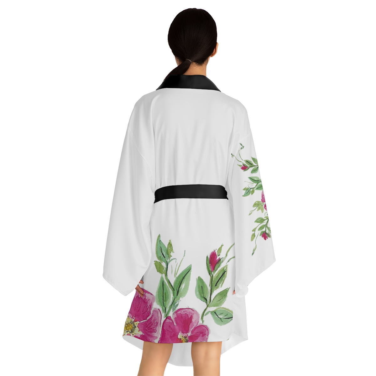 Summer Roses - Long Sleeve Kimono Robe - Image 4