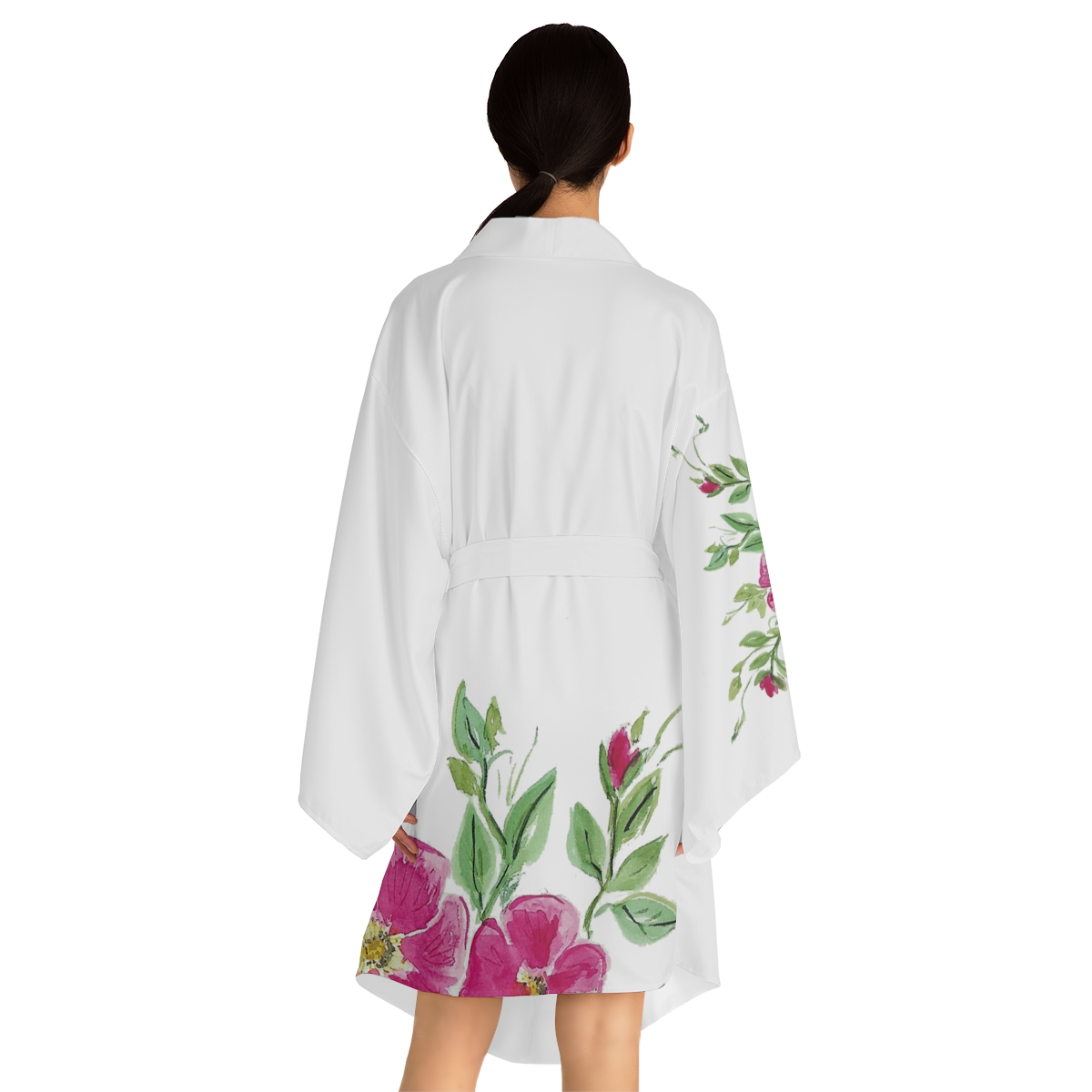 Summer Roses - Long Sleeve Kimono Robe - Image 8
