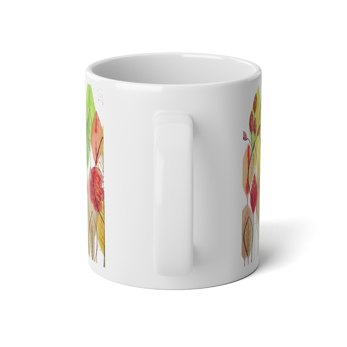 Autumn Leaves Mid Century Modern Style Jumbo Mug, 20oz - Image 3