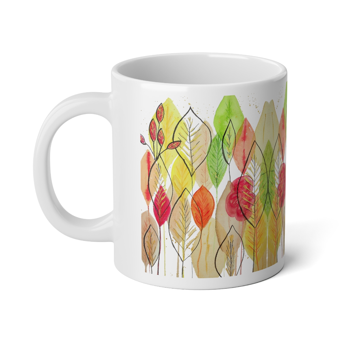 Autumn Leaves Mid Century Modern Style Jumbo Mug, 20oz - Image 4