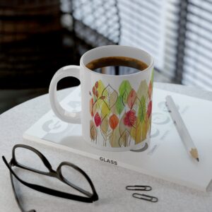 Autumn Leaves Mid Century Modern Style Jumbo Mug, 20oz