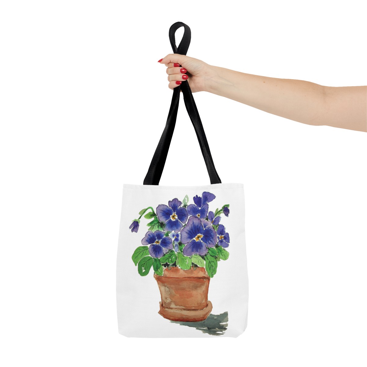 Blue Pansies in Clay Pot Tote - Image 8