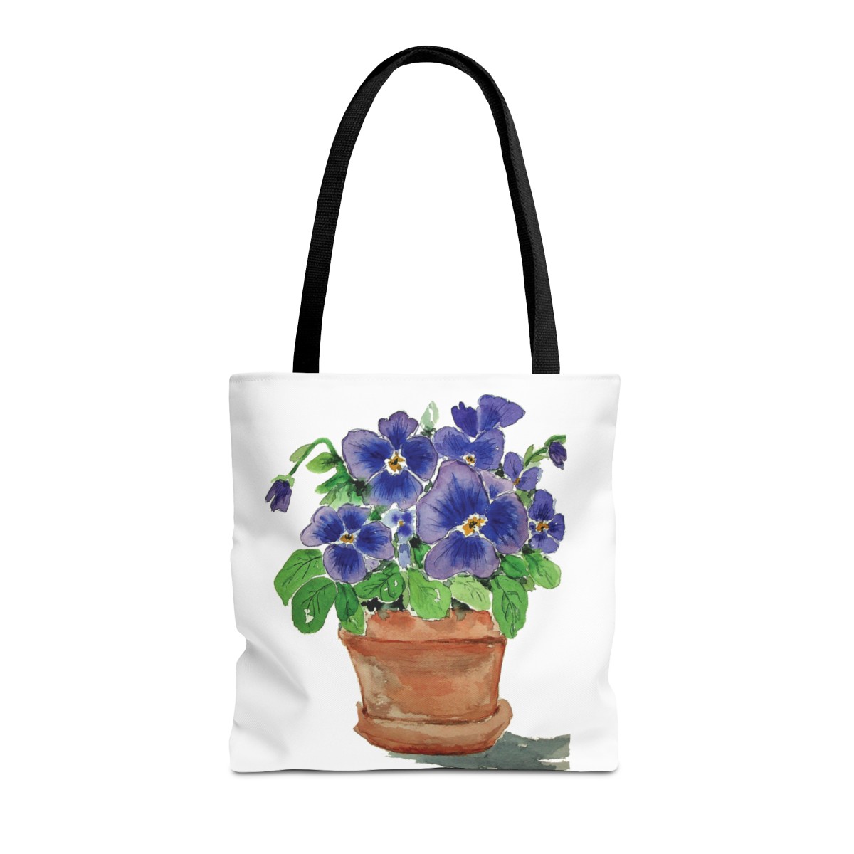 Blue Pansies in Clay Pot Tote - Image 9