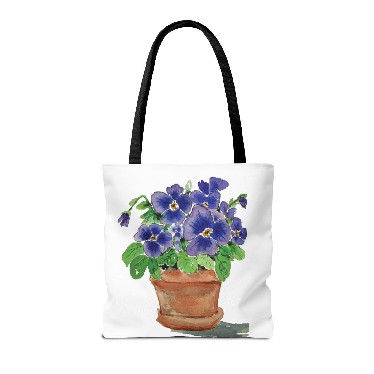 Blue Pansies in Clay Pot Tote - Image 10
