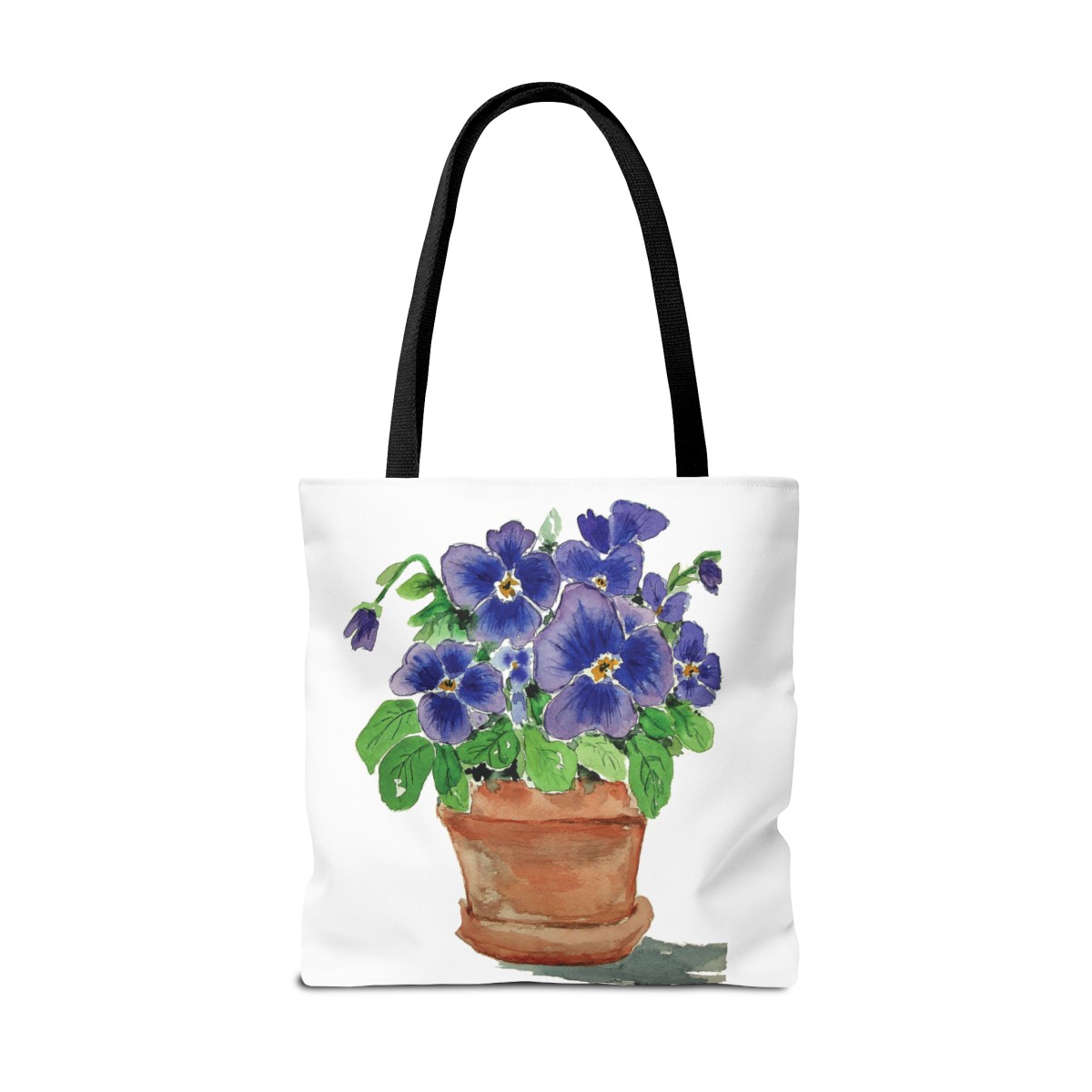 Blue Pansies in Clay Pot Tote - Image 2