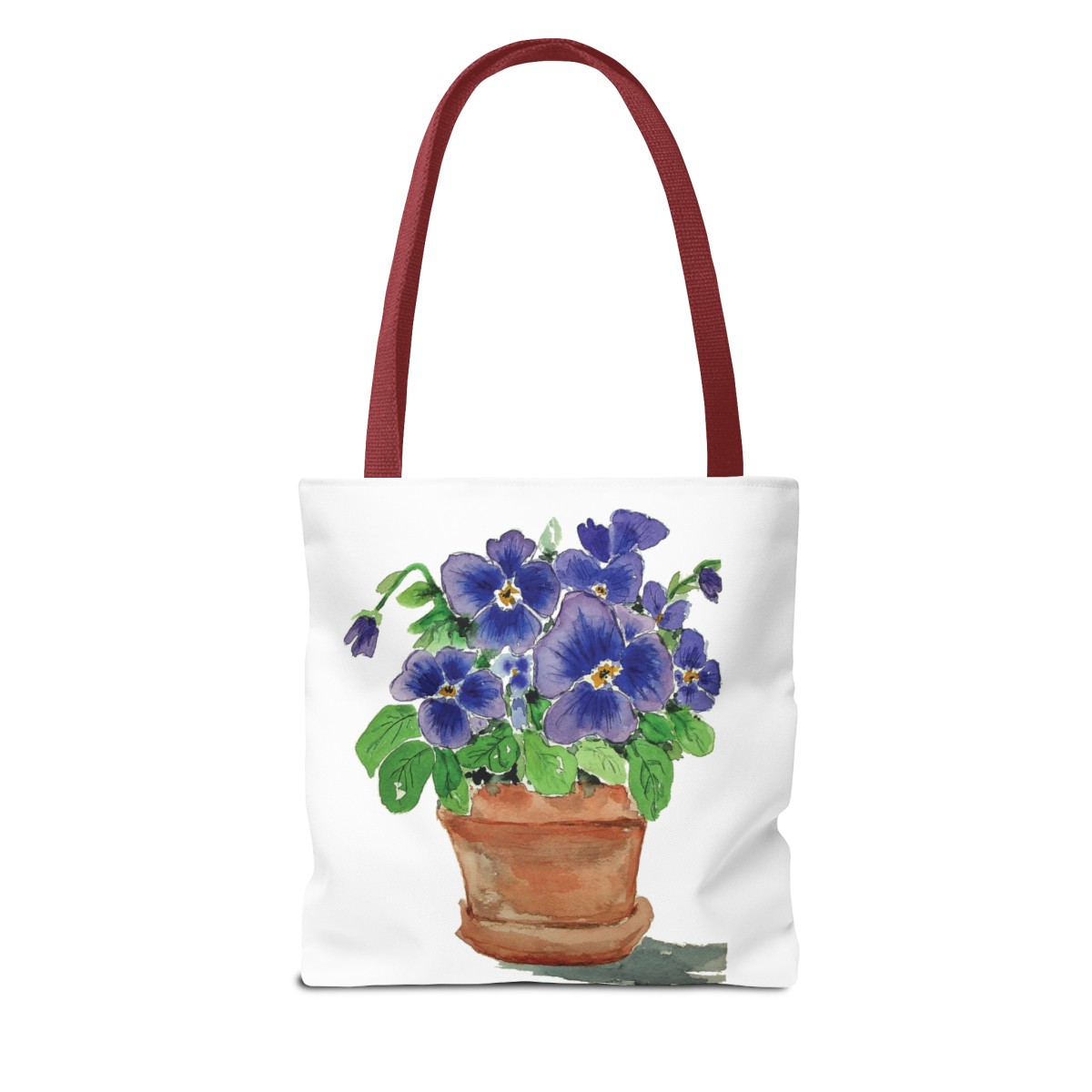 Blue Pansies in Clay Pot Tote - Image 14