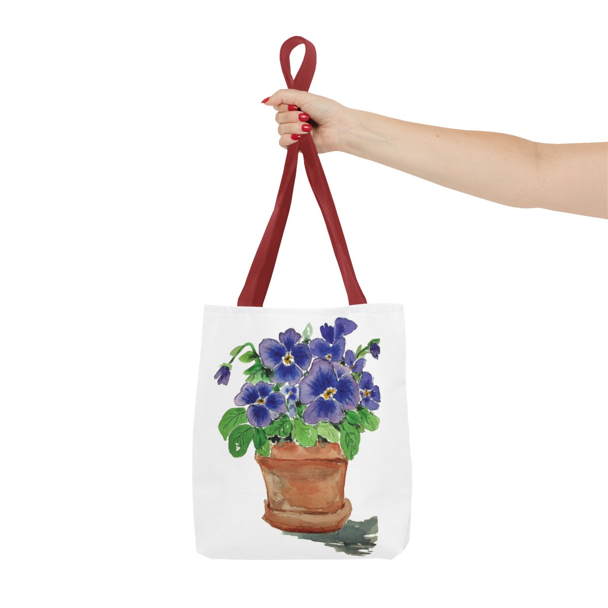 Blue Pansies in Clay Pot Tote - Image 16