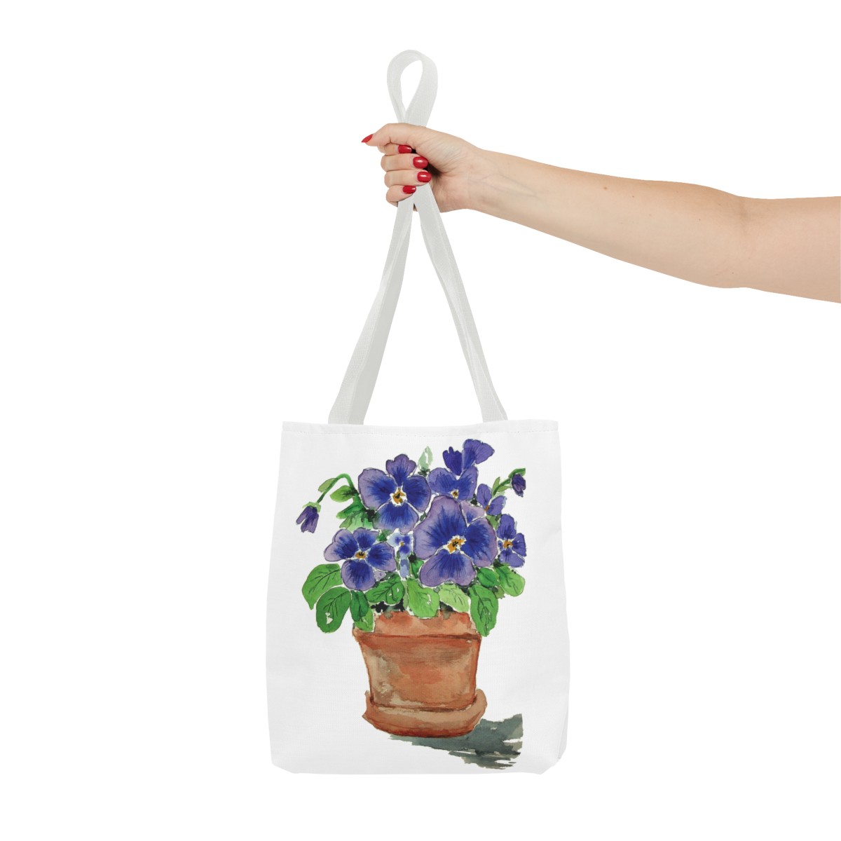 Blue Pansies in Clay Pot Tote - Image 28