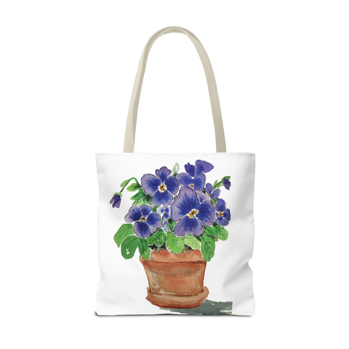 Blue Pansies in Clay Pot Tote - Image 46