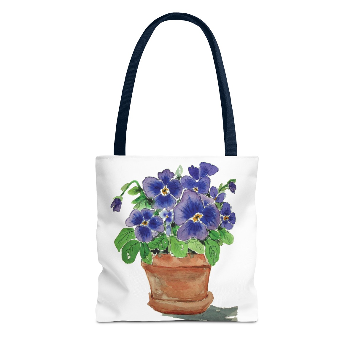 Blue Pansies in Clay Pot Tote - Image 49