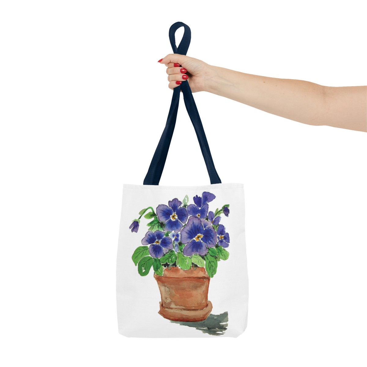 Blue Pansies in Clay Pot Tote - Image 52