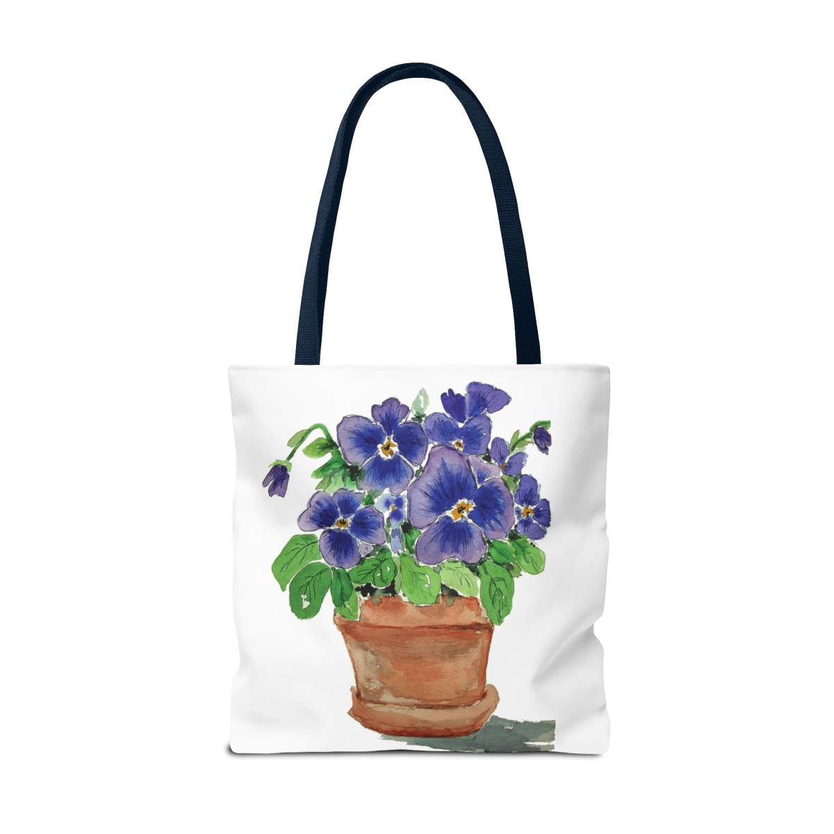 Blue Pansies in Clay Pot Tote - Image 58