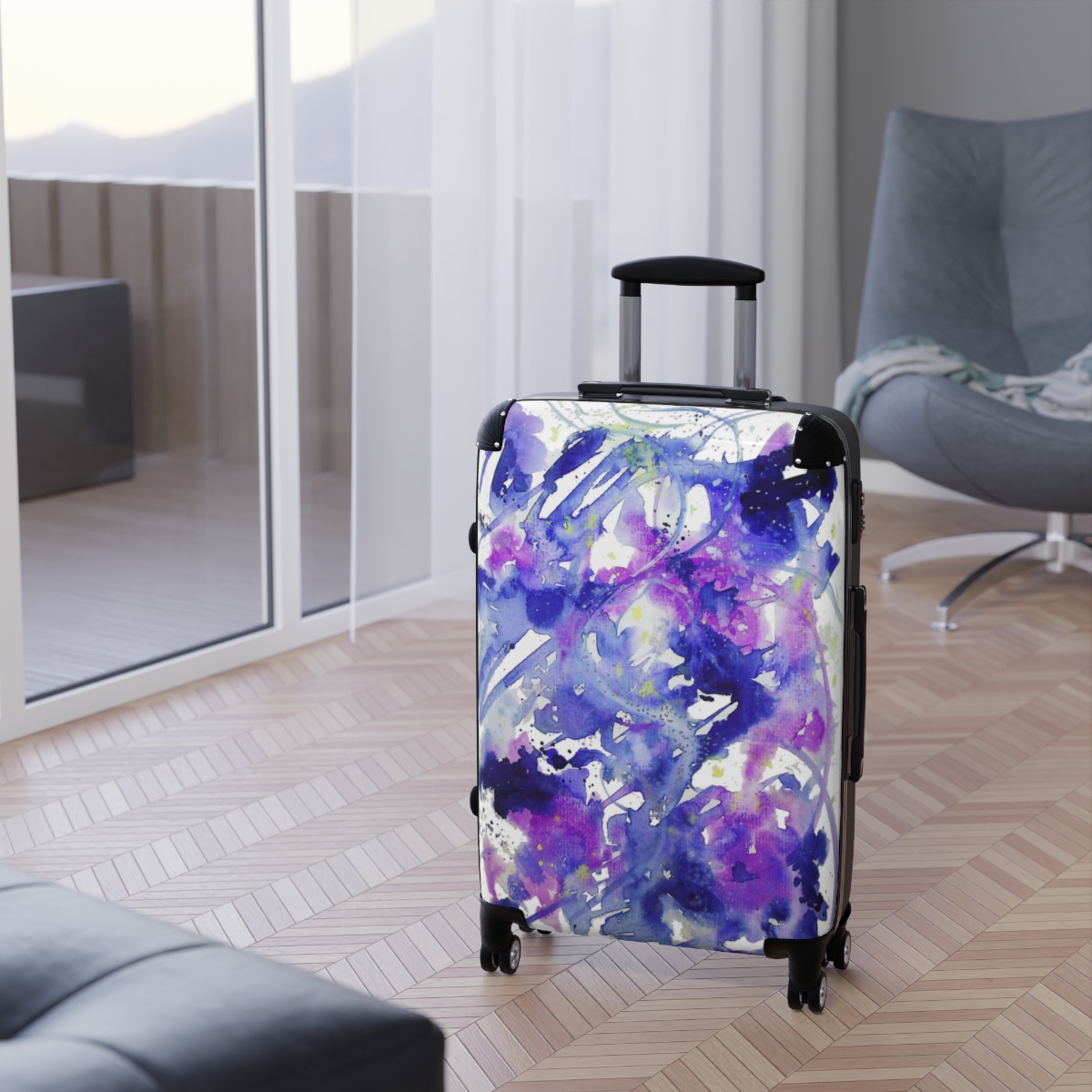 Blue Abstract Suitcase - Image 24