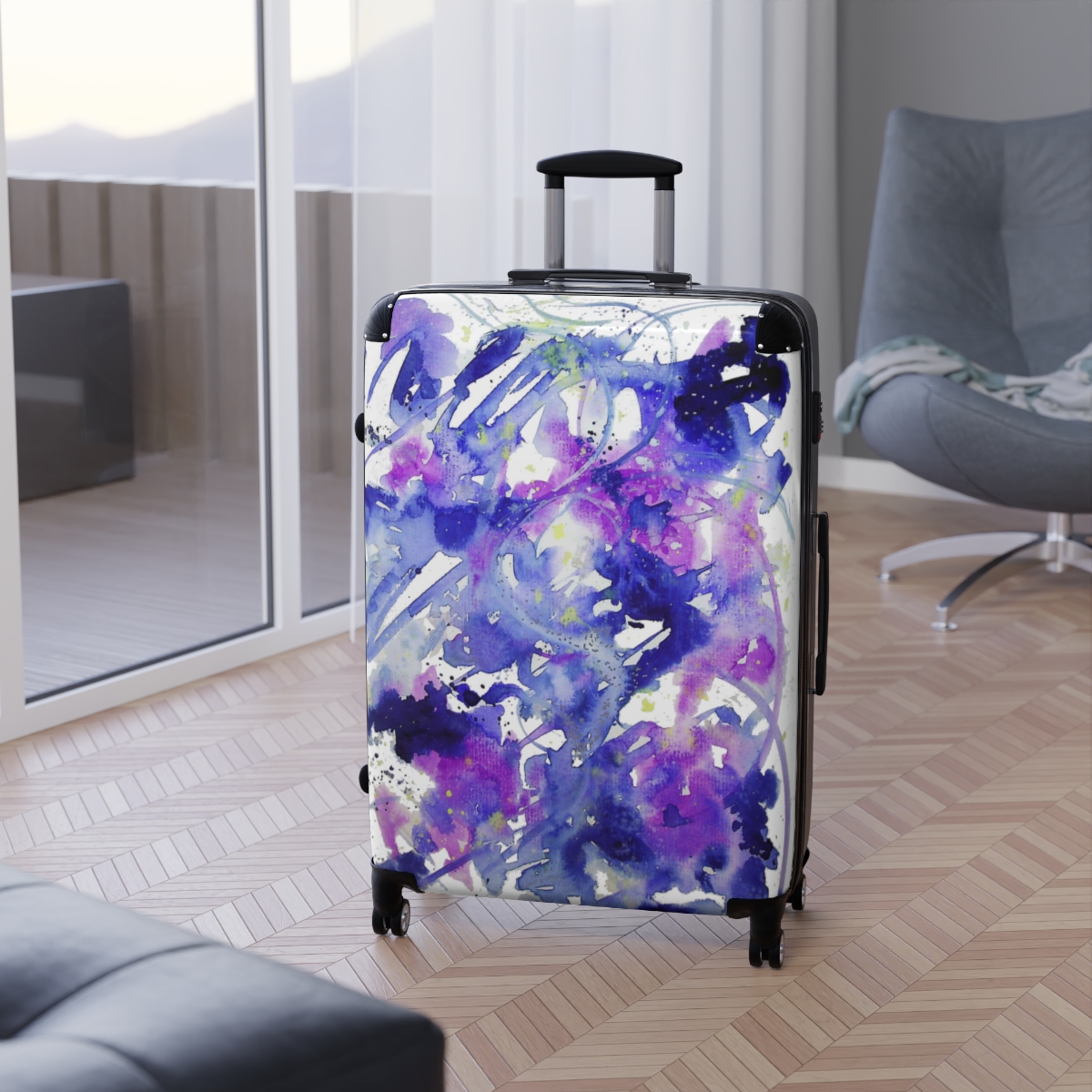 Blue Abstract Suitcase - Image 5