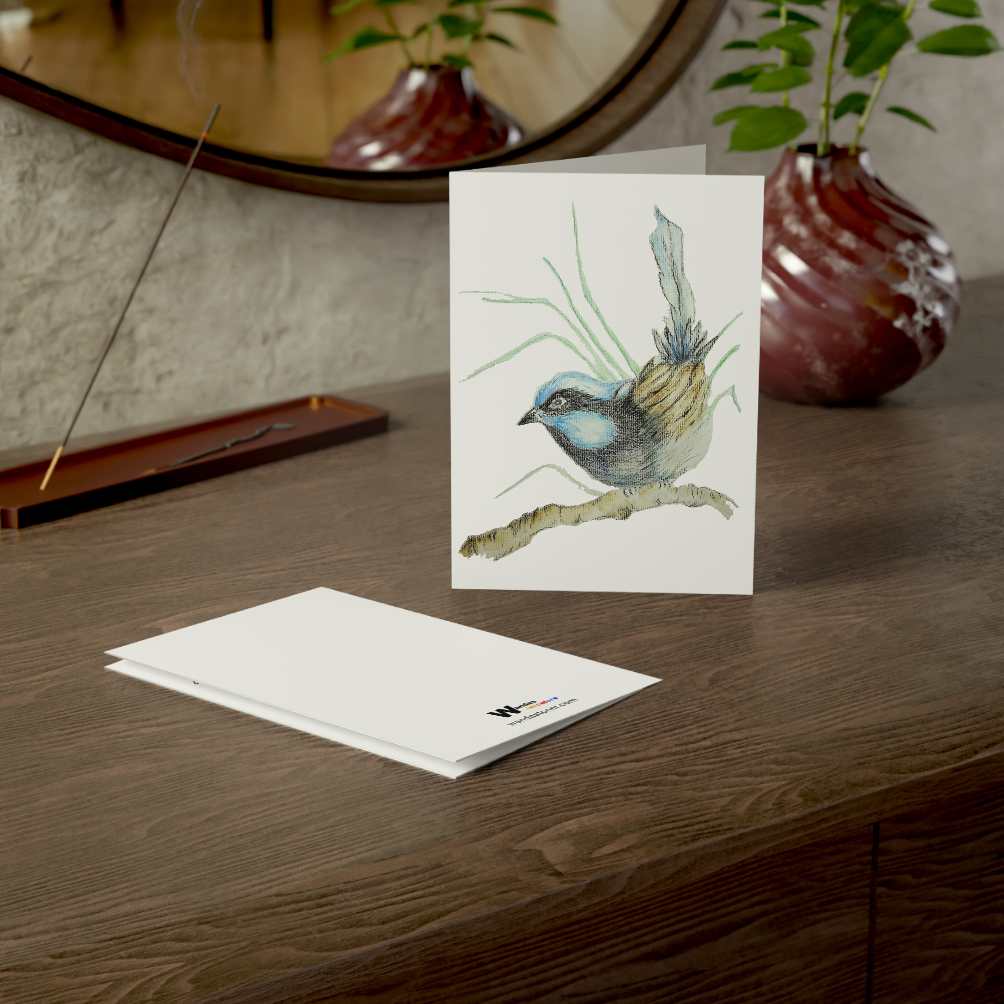 Little Blue Bird Greeting Cards — Folded Note Cards (Pack of 1, 10, 30, 50) - Image 4