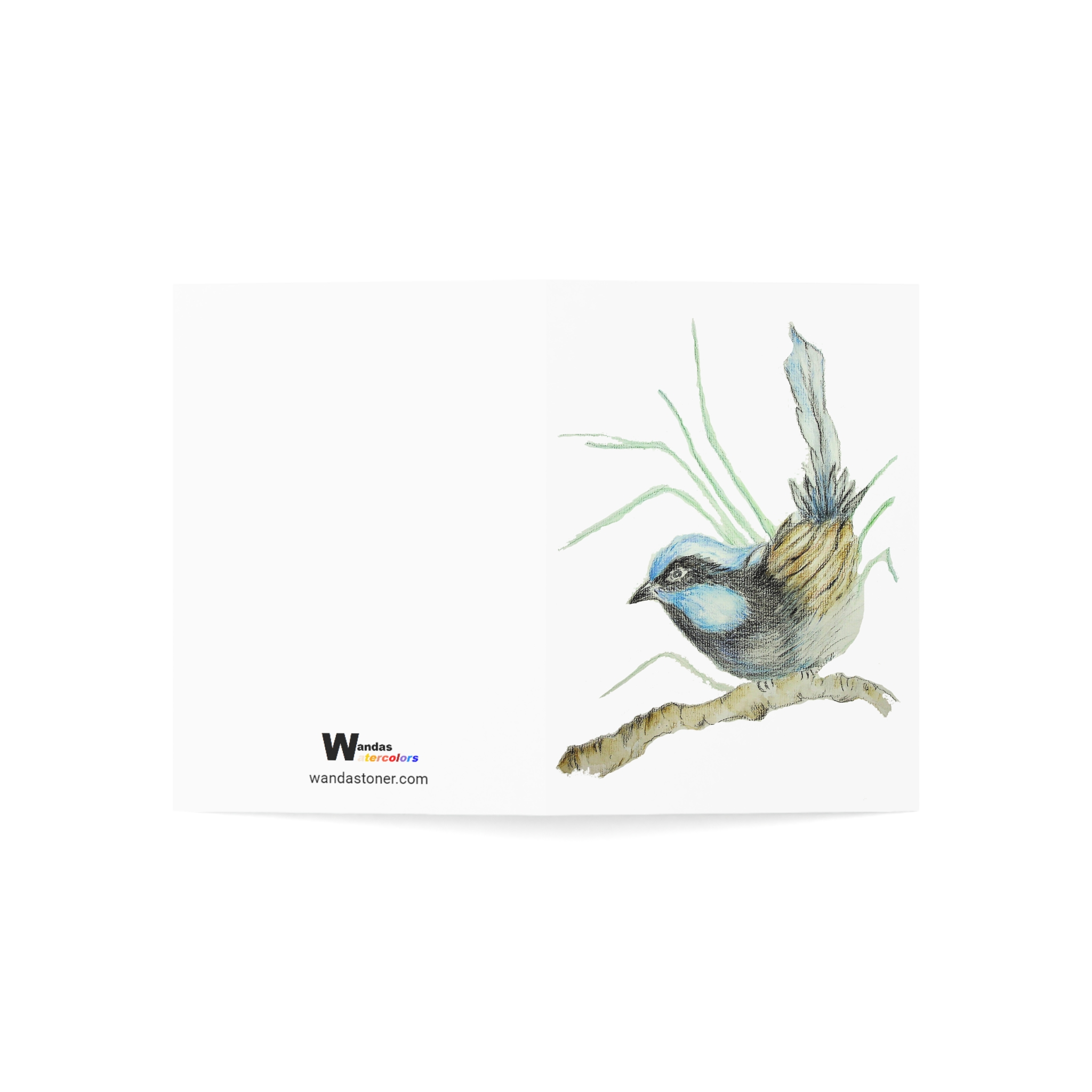Little Blue Bird Greeting Cards — Folded Note Cards (Pack of 1, 10, 30, 50) - Image 3