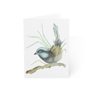 Little Blue Bird Greeting Cards — Folded Note Cards (Pack of 1, 10, 30, 50)