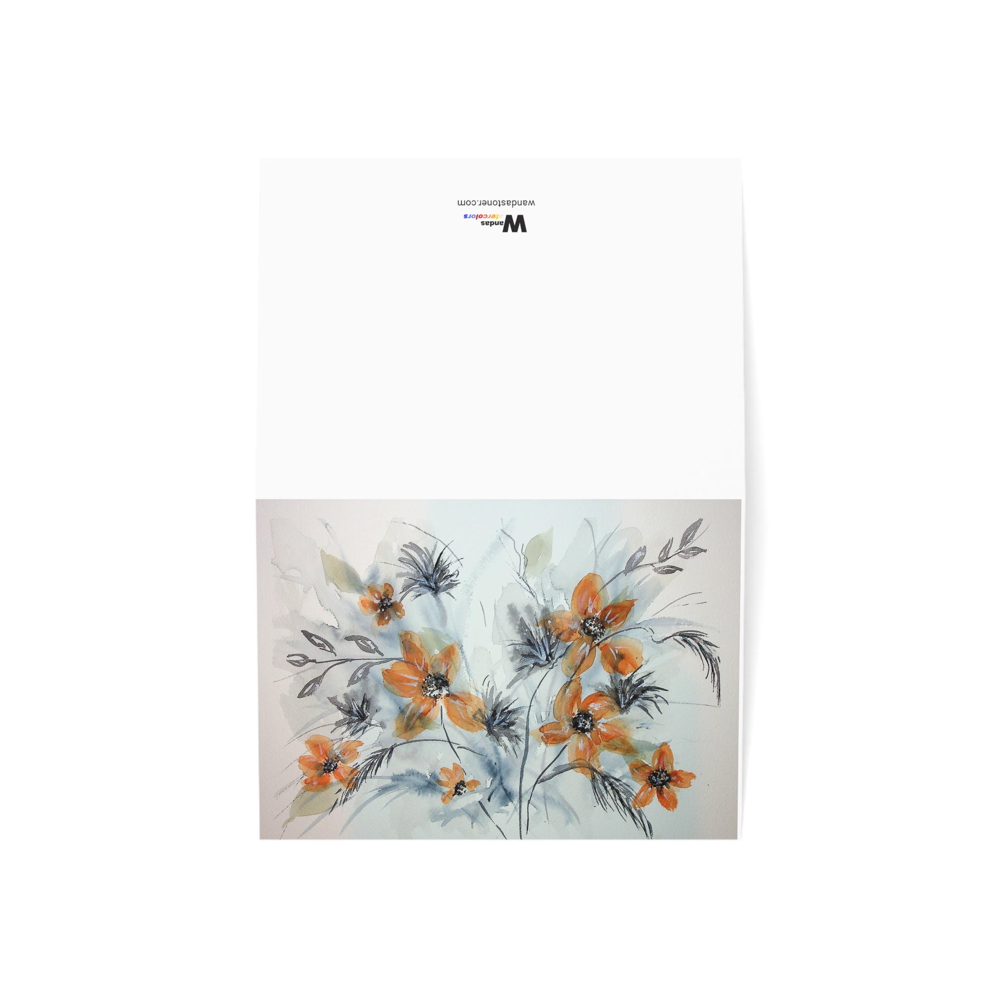 Fall Watercolor BOO Greeting Cards — Orange Blooms (Pack of 1, 10, 30, 50) - Image 2